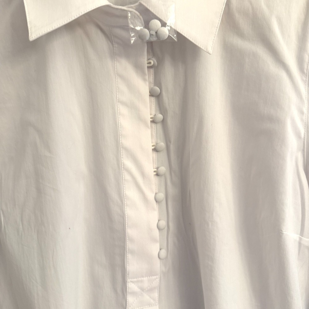 Soft Surroundings Tunic Women M White Excellent Button Front Long Sleeve Poplin - Picture 5 of 9
